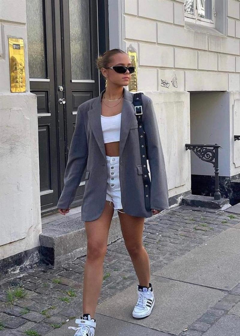 Premium - oversized blazer grå