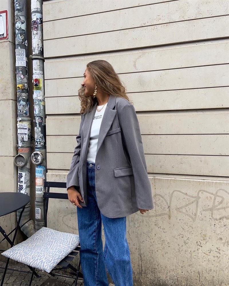 Premium - oversized blazer grå