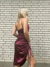Mathea satin kjole - bordeaux