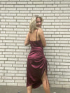 Mathea satin kjole - bordeaux