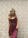 Mathea satin kjole - bordeaux