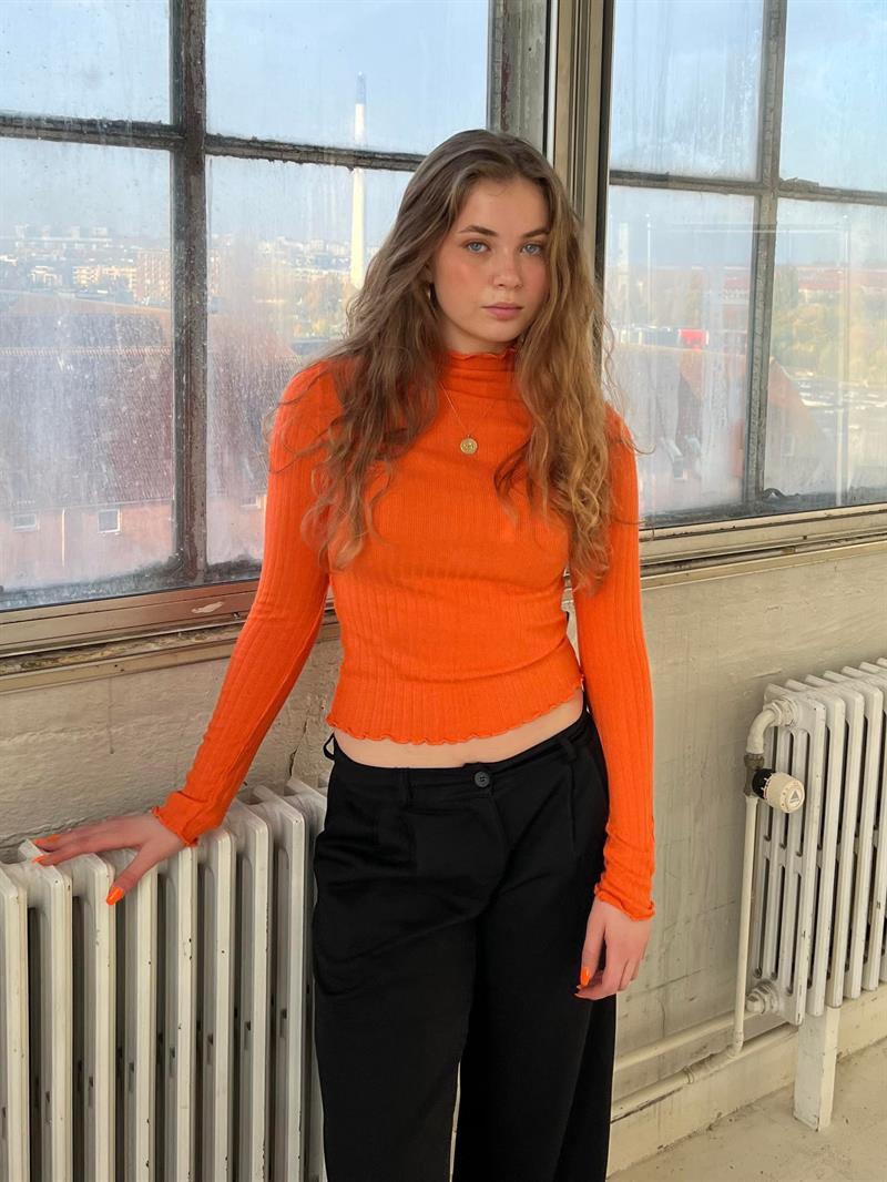 Anna Olympia langærmet bluse - Orange