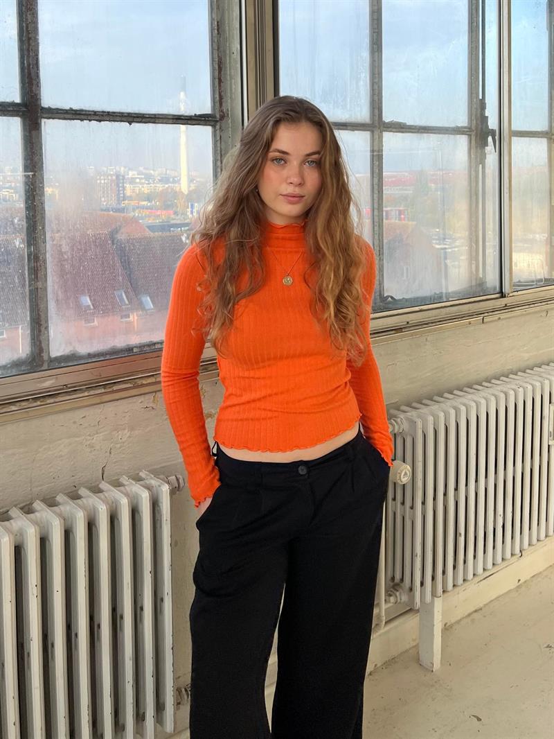 Anna Olympia langærmet bluse - Orange