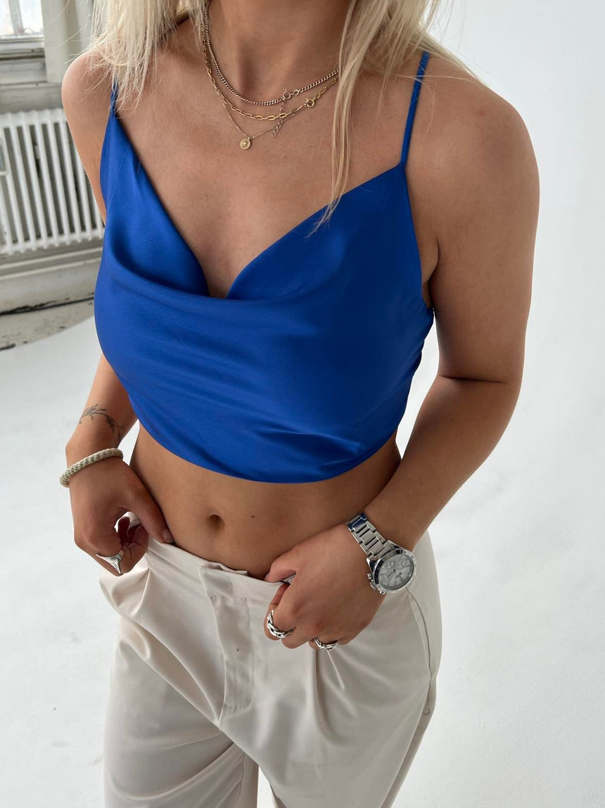 Rosalina satin top - blå