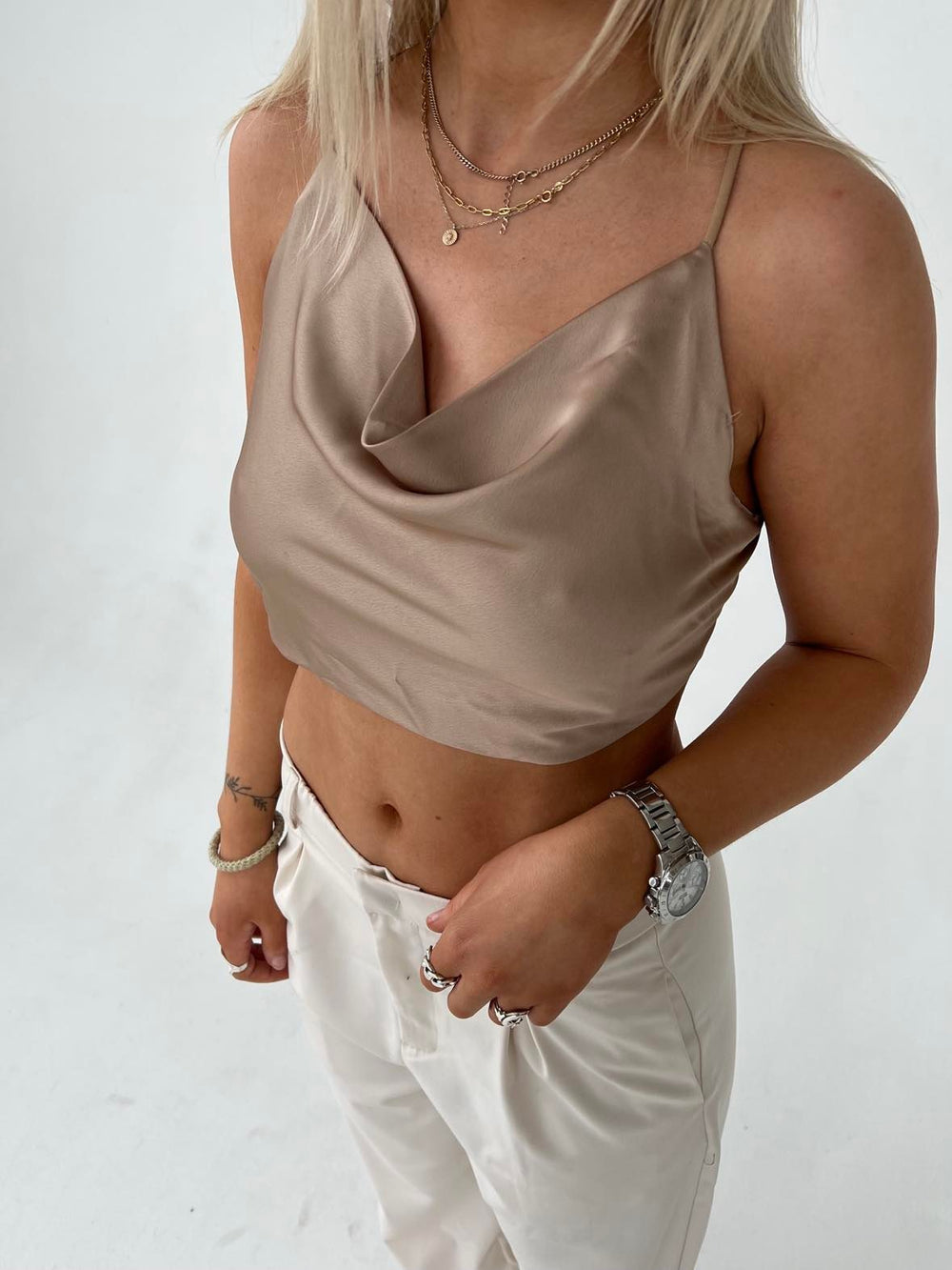 Rosalina satin top - beige