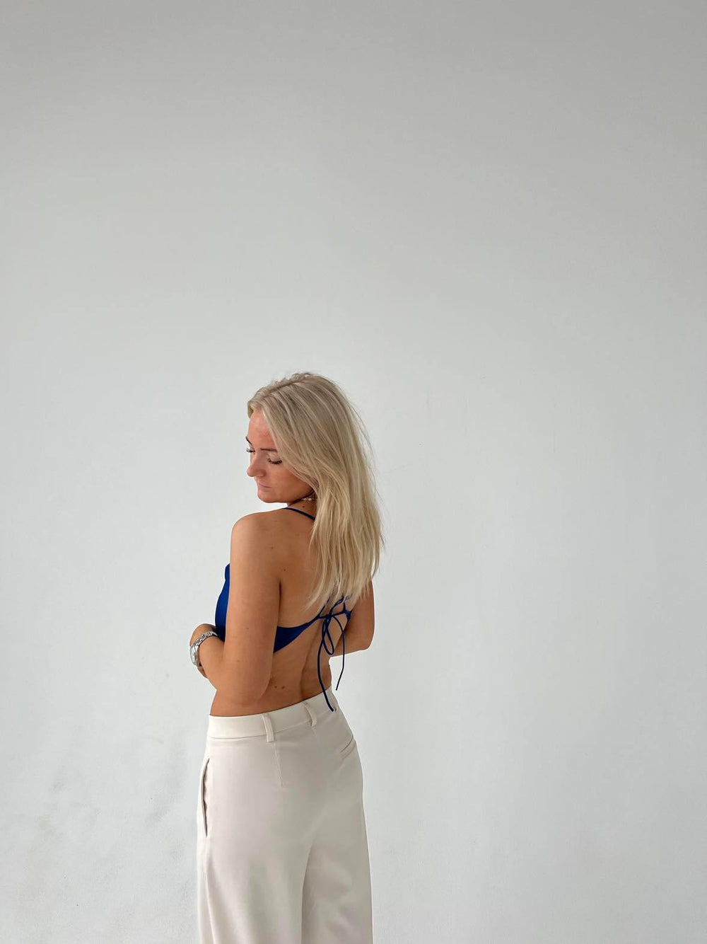 Rosalina satin top - blå