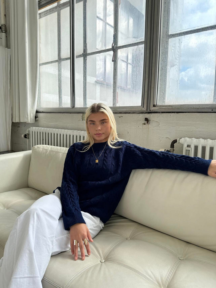 Alison striktrøje - navy
