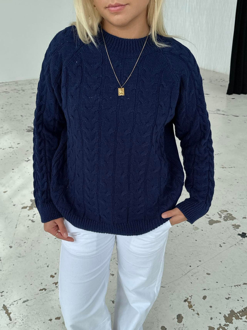 Alison striktrøje - navy