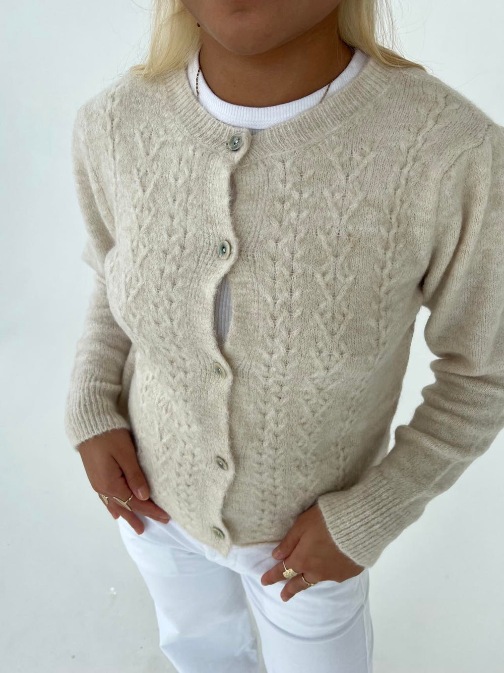 Cilla strikket cardigan - Beige