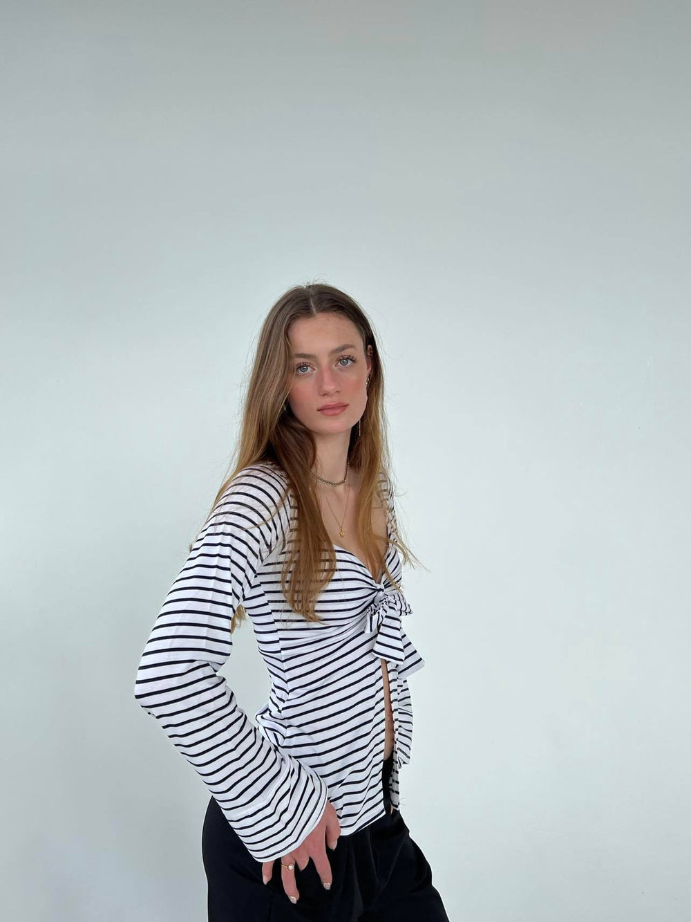 Maddy bluse - hvid med striber
