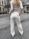Premium - stribet bukser lys beige