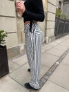 Sasha stribet bukser - sort/hvid