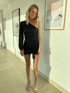 Stephanie one shoulder kjole - Sort