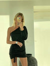 Stephanie one shoulder kjole - Sort