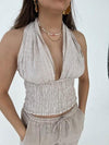 Pippi hør top - beige