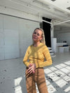 Anne-Sofie Krab - Åben ryg bluse karry gul