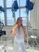 Anne-Sofie Krab -  Satin top off white/lilla