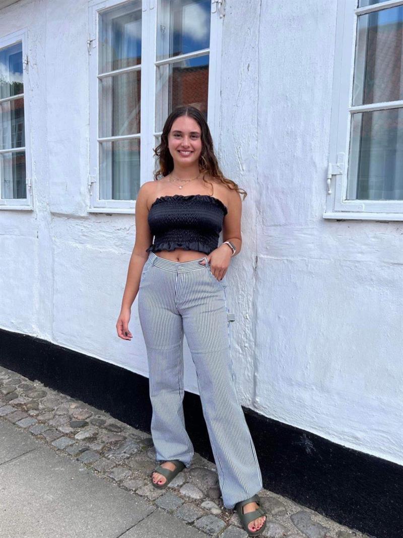 Emma stribet cowboy bukser - blå/hvid