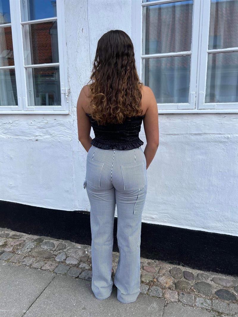 Emma stribet cowboy bukser - blå/hvid