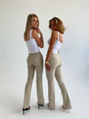 Flare bukser lys beige med lommer
