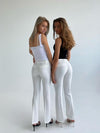 Flare bukser off white med lommer