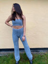 Fluffy tube top grå/blå