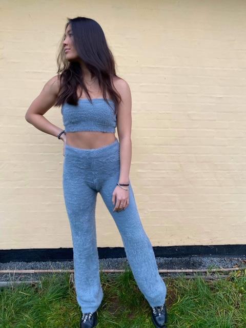 Fluffy tube top grå/blå
