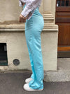 Classic wide bukser satin turkis