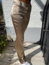 Flare satin bukser beige