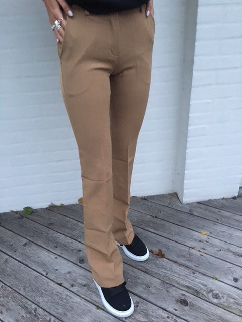 Flare bukser beige med lommer