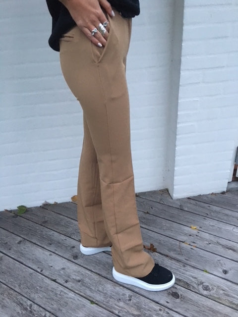 Flare bukser beige med lommer