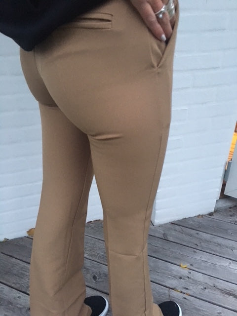 Flare bukser beige med lommer