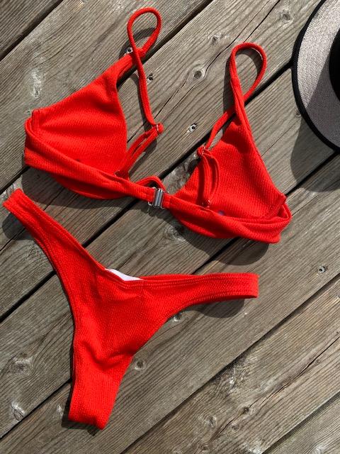 Kanvas bikini i crepe rød