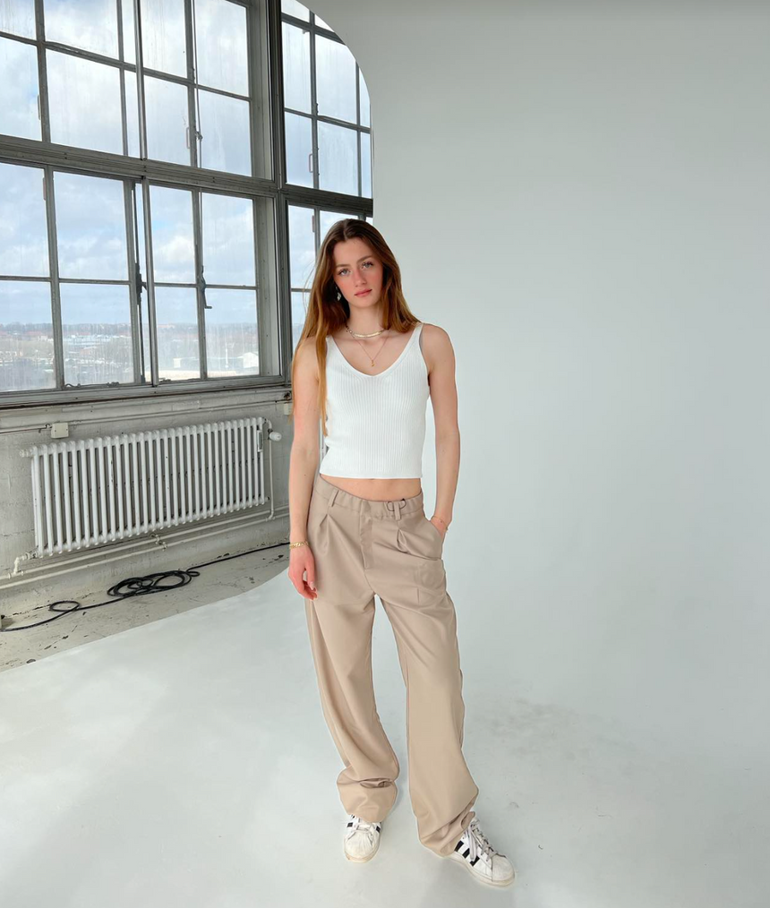 Lisette oversized suit bukser - Beige