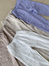 Hilja stribet hør bukser - beige