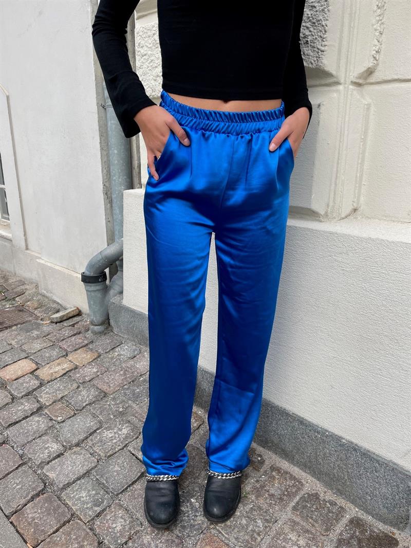 Birla straight satin bukser blå