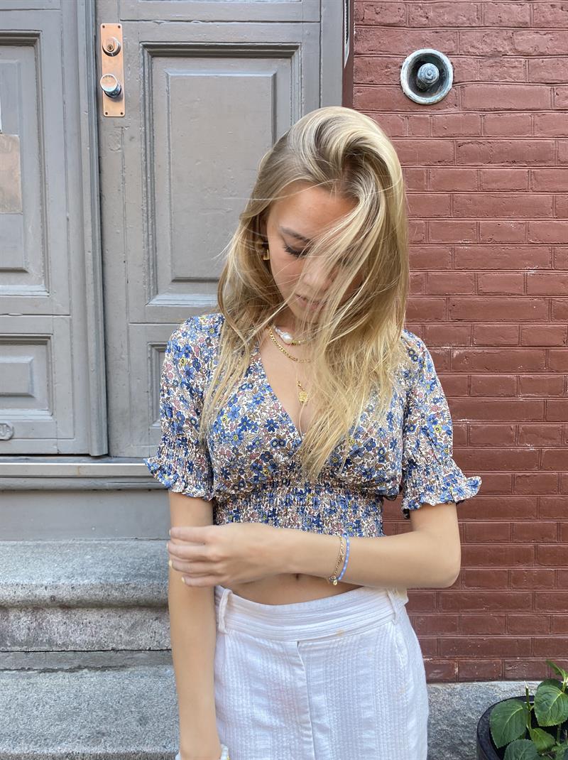 Peddey blomster cropped bluse