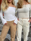 Premium - cargo bukser beige