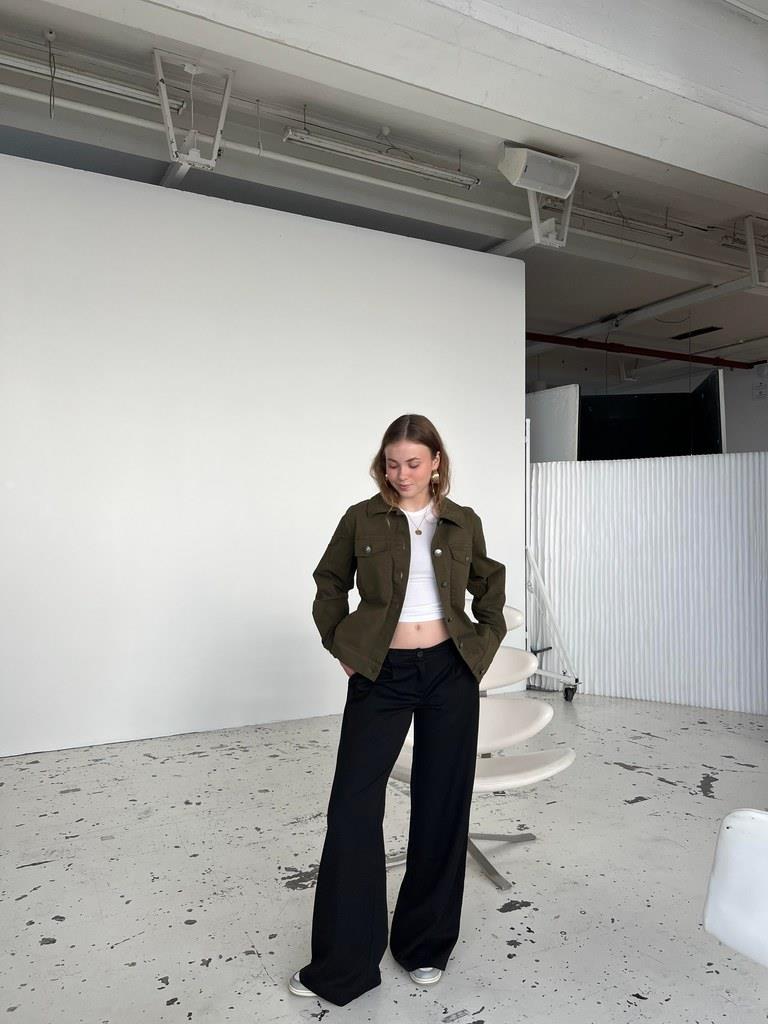 Anna Olympia wide leg suit pants - Sort