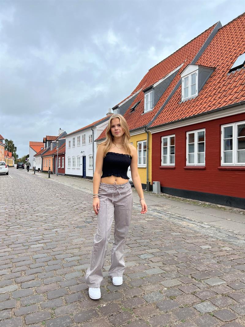 Svea lærredsbukser - navy/beige