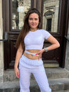 Peddey crop t-shirt med bindebånd hvid