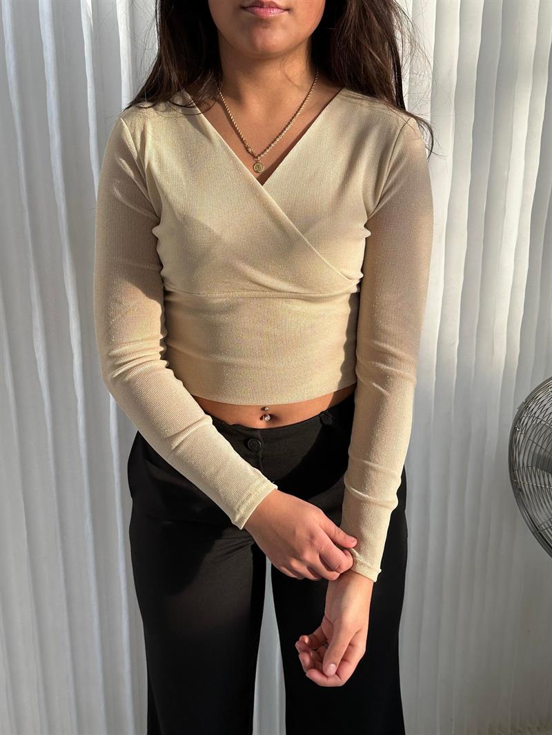 Stine glimmer bluse beige