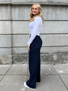 Amalia stribet bukser - navy