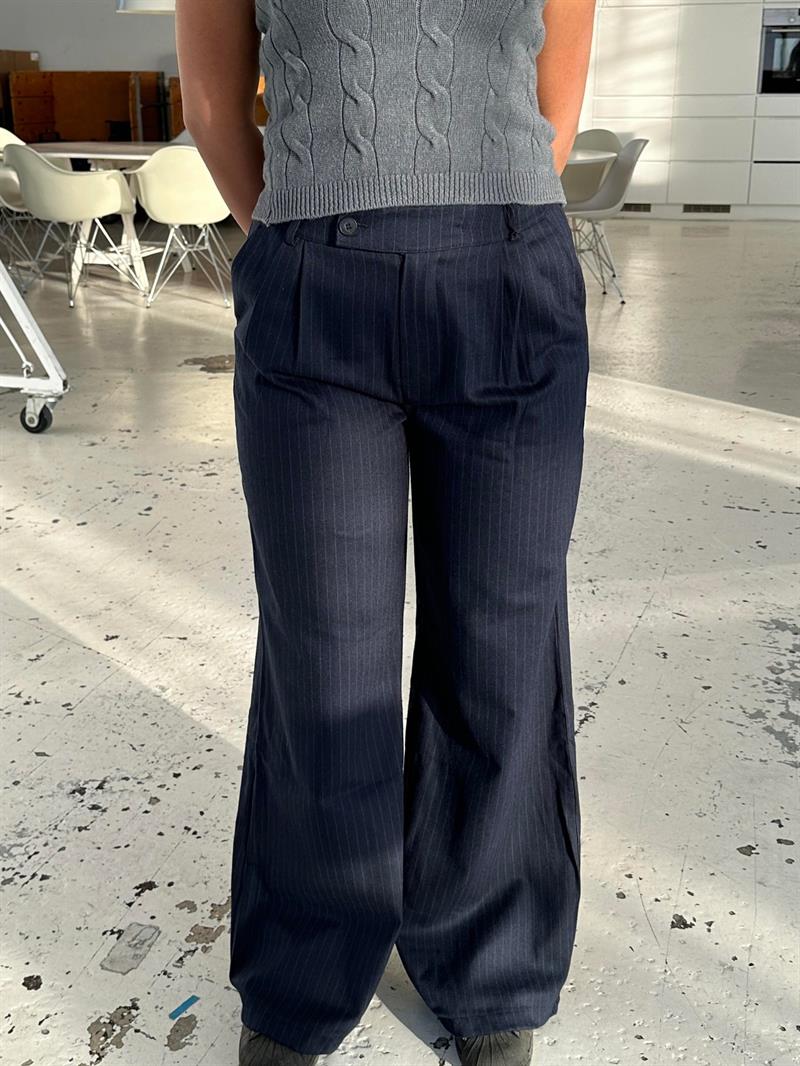 Amalia stribet bukser - navy