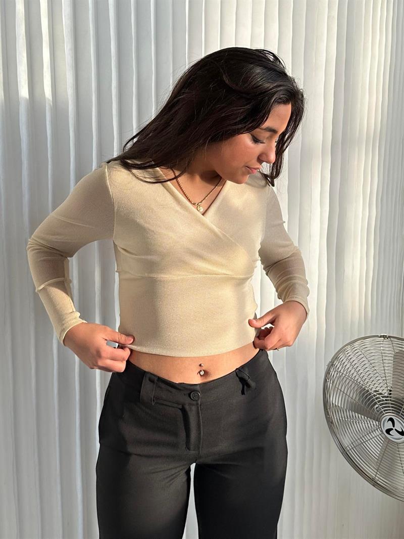 Stine glimmer bluse beige