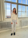 Lona lavtaljet satin bukser - Off-white/grøn