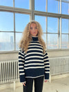Berta striktrøje - navy/hvid