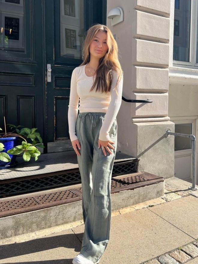 Signe hør bukser - kaki