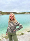 Leona striktrøje - grøn og beige