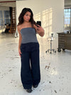 Amalia stribet bukser - navy